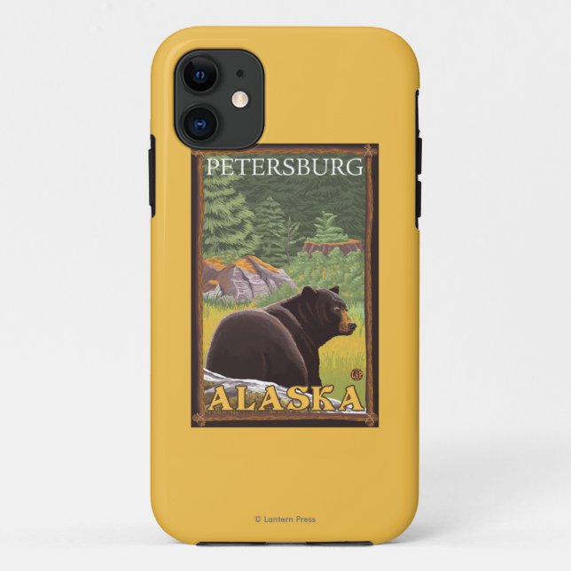 Schwarzer Bär im Wald - Petersburg, Alaska Case-Mate iPhone Hülle (Rückseite)