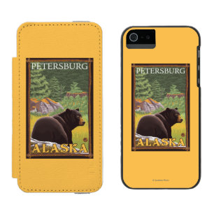 Schwarzer Bär im Wald - Petersburg, Alaska Incipio Watson™ iPhone 5 Geldbörsen Hülle