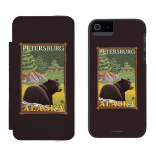 Schwarzer Bär im Wald - Petersburg, Alaska Incipio Watson™ iPhone 5 Geldbörsen Hülle