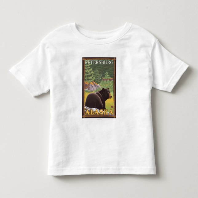 Schwarzer Bär im Wald - Petersburg, Alaska Kleinkind T-shirt (Vorderseite)