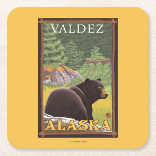 Schwarzer Bär im Wald - Valdez, Alaska Rechteckiger Pappuntersetzer