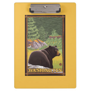 Schwarzer Bär im Wald - Washington Klemmbrett