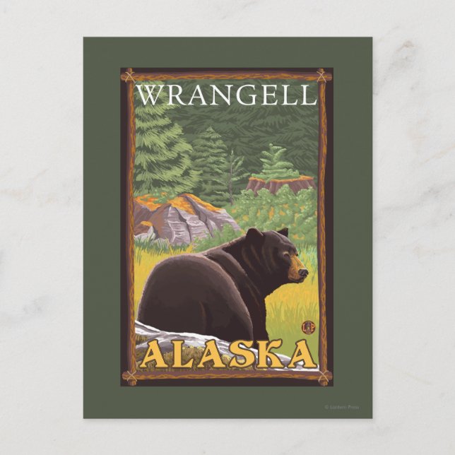 Schwarzer Bär im Wald - Wrangell, Alaska Postkarte (Vorderseite)