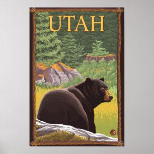 Schwarzer Bär im WaldUtah Poster