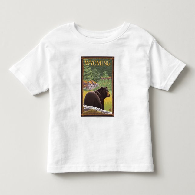 Schwarzer Bär in ForestWyoming Kleinkind T-shirt (Vorderseite)