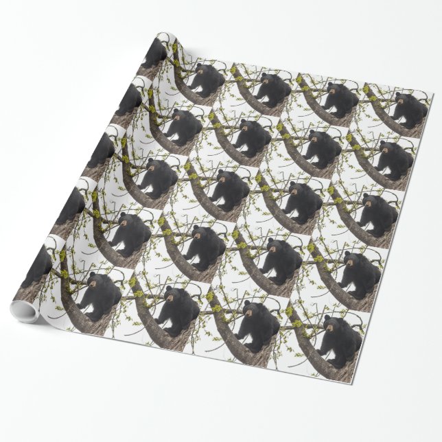 Schwarzer Bär klettern Geschenkpapier (Ungerollt)