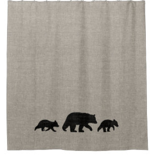 Schwarzer Bär mit CUB-Silhouetten Duschvorhang