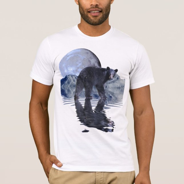 Schwarzer Bär, Mond und Berge T - Shirt (Vorderseite)
