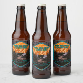 Schwarzer Bär - Naturgebirge Blau Bierflaschenetikett