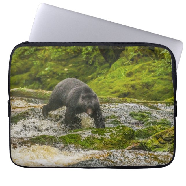 Schwarzer Bär | Qua Creek British Columbia Laptopschutzhülle (Vorderseite)