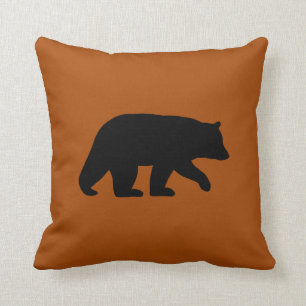 Schwarzer Bär Silhouette Burnt Orange Wild Countr Kissen