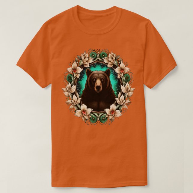 Schwarzer Bär umgeben von Yucca-Blume New Mexico S T-Shirt (Design vorne)