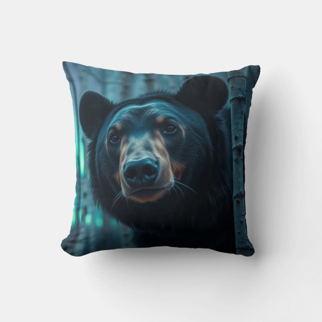 Schwarzer Bär und Aurora Kunst und Kultur Kissen (Vorderseite)