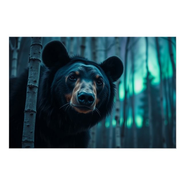 Schwarzer Bär und Aurora Kunst und Kultur Poster (Vorderseite)