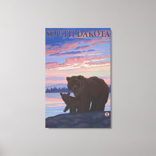 Schwarzer Bär und CubSouth Dakota Leinwanddruck