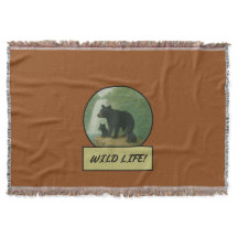 Schwarzer Bär und Sättel Brown Throw Blanken