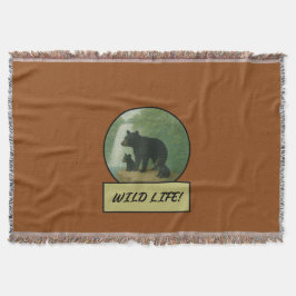Schwarzer Bär und Sättel Brown Throw Blanken Decke
