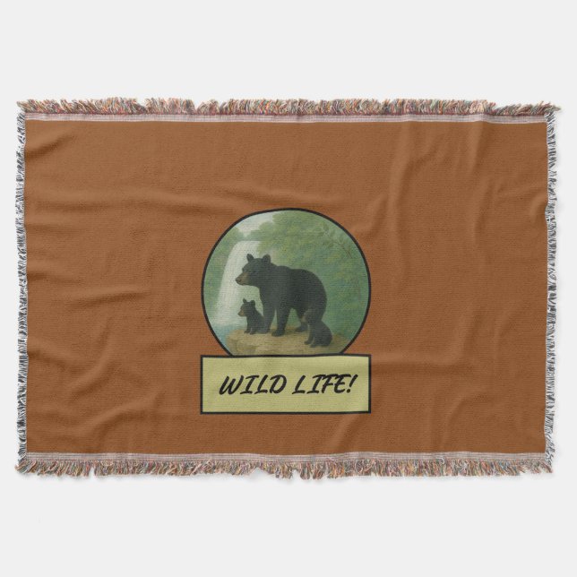 Schwarzer Bär und Sättel Brown Throw Blanken Decke (Vorderseite)