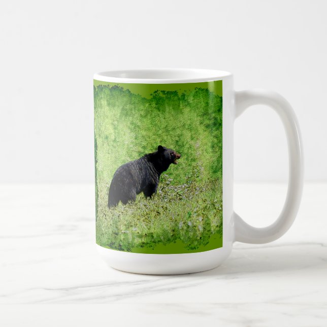 Schwarzer Bär Wandern im Gras Art Kaffeetasse (Rechts)