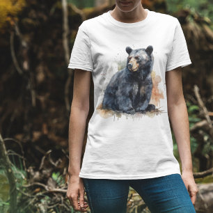 Schwarzer Bär Wasserfarben Kunst, Dichtung und Mus T-Shirt