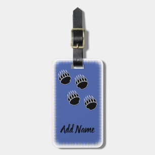 Schwarzer Bärenpaw druckt Custom Blue Gepäckanhänger