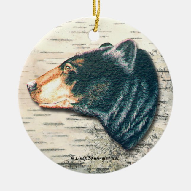 Schwarzer Bärn-Birkenrinde-Kunst Keramik Ornament (Vorne)