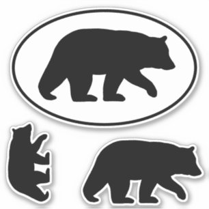 Schwarzer Bärn-Silhouette-Tier-Vinylaufkleber-Set Aufkleber
