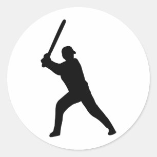 schwarzer Baseballspieler Runder Aufkleber