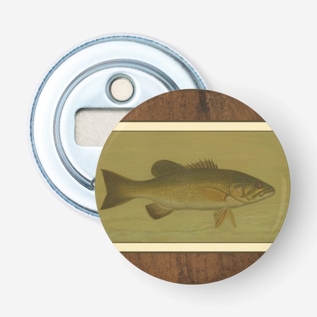 Schwarzer Bass auf grünem Hintergrund Flaschenöffner (Vorderseite)