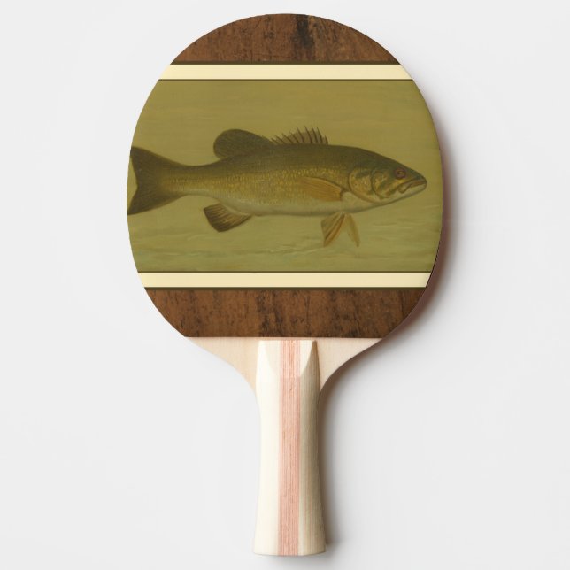 Schwarzer Bass auf grünem Hintergrund Tischtennis Schläger (Vorderseite)
