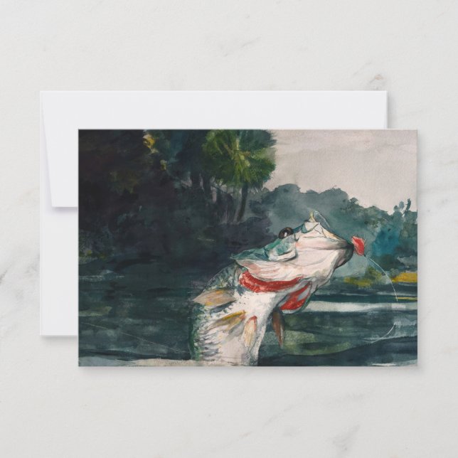 Schwarzer Bass in Lebensgröße von Winslow Homer Dankeskarte (Vorderseite)