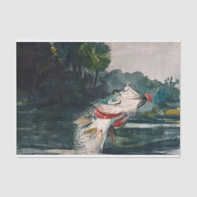 Schwarzer Bass in Lebensgröße von Winslow Homer Seidenpapier (Vorderseite)