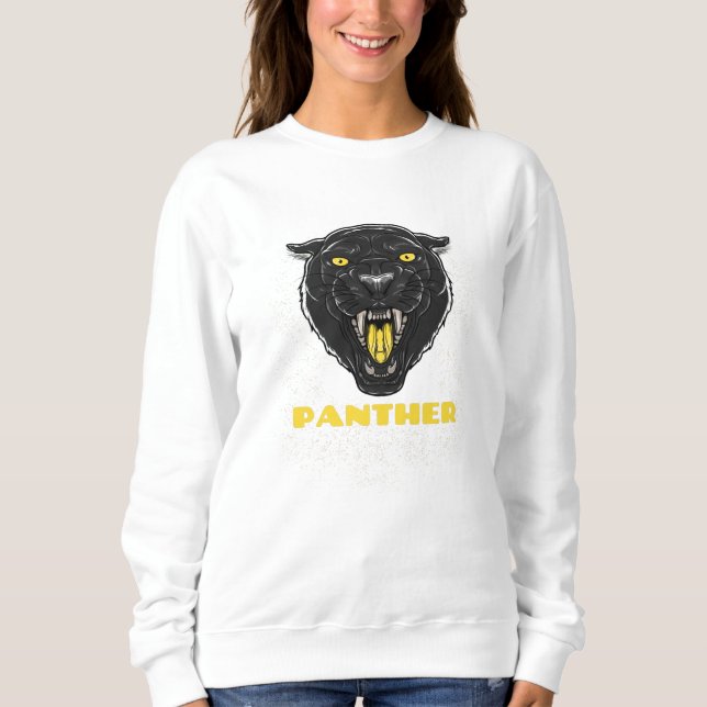 Schwarzer Beängstigender Panther Sweatshirt (Vorderseite)