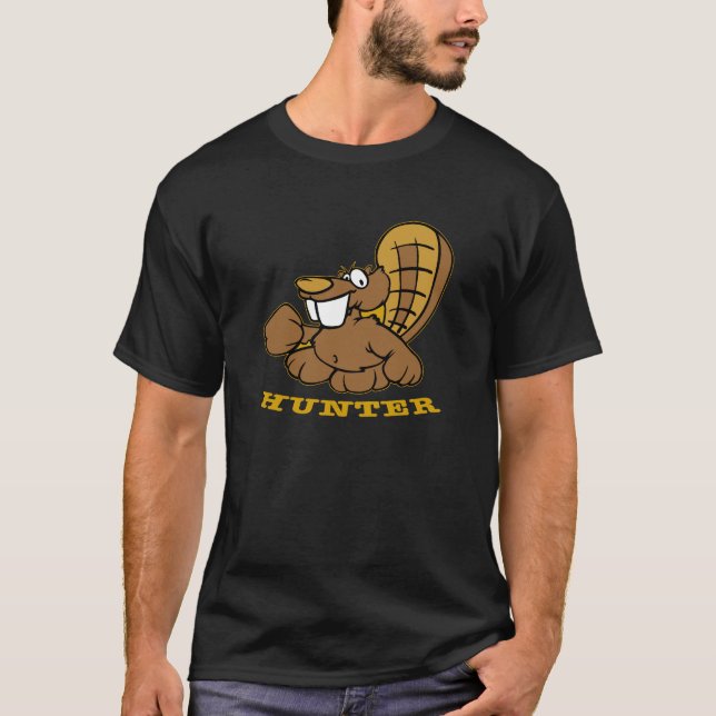 Schwarzer Biber-Jäger T-Shirt (Vorderseite)