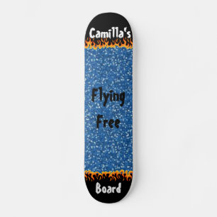 Schwarzer blauer funkelnder Hintergrund Cool Custo Skateboard