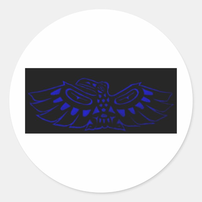 Schwarzer blauer Rabe Runder Aufkleber (Vorderseite)