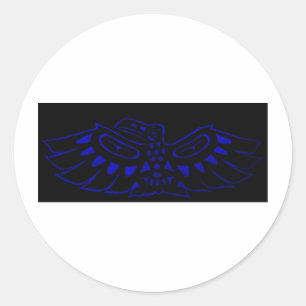 Schwarzer blauer Rabe Runder Aufkleber