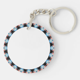 Schwarzer, blauer und roter Mandala Stern Schlüsselanhänger