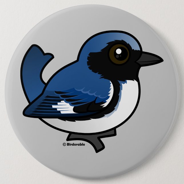 Schwarzer Blauer Warbler Button (Vorderseite)