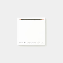 Schwarzer Bleistift einer Post-it Klebezettel