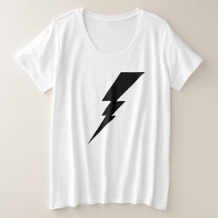 Schwarzer Blitz-Blitz Große Größe T-Shirt