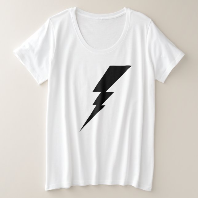 Schwarzer Blitz-Blitz Große Größe T-Shirt (Design vorne)