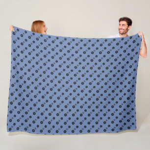Schwarzer Blumendruck in blau Fleecedecke