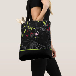 Schwarzer Blumendruck Tasche