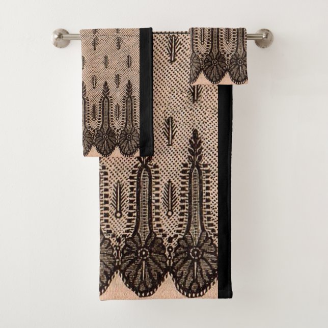 Schwarzer Blumenmoor Badhandtuch Set (Insitu)