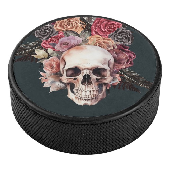 Schwarzer Blumenmöwe Eishockey Puck (3/4)