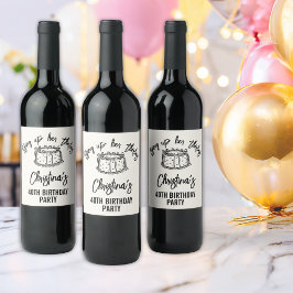 Schwarzer Bow, der ihre Dreißiger zum 40. Geburtst Weinetikett