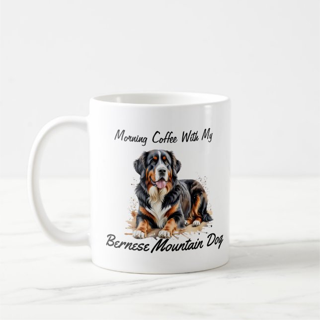 Schwarzer & Braun Berner Hund PERSONALISIEREN Kaffeetasse (Links)