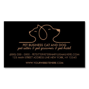 Schwarzer Brauner Hund Katze Einfaches Logo Tierar Magnetische Visitenkarte