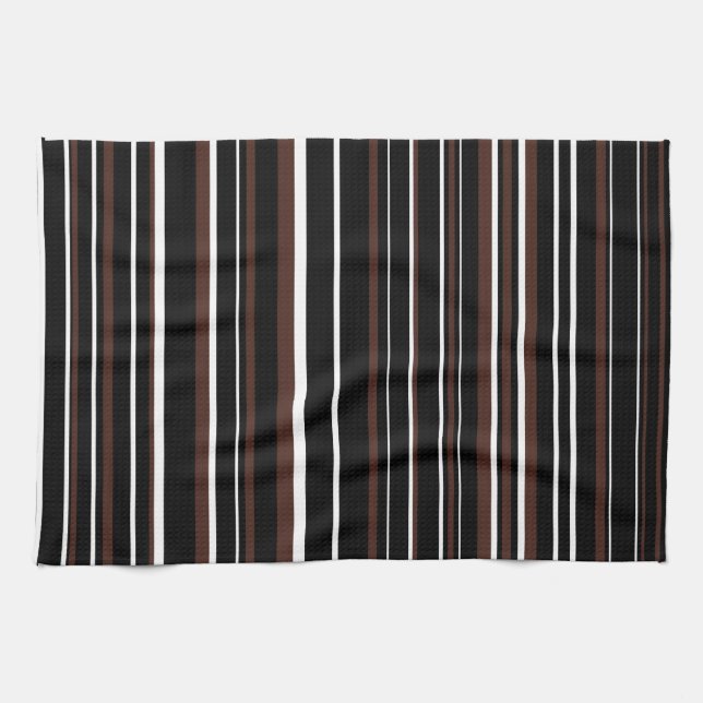 Schwarzer, brauner und weißer Strichcodestreifen Handtuch (Horizontal)